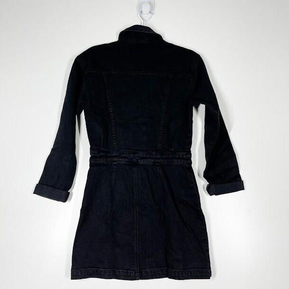 GRLFRND Womens Black Margo Denim Dress Button Distressed Stretch Dress Sz Small - Picture 3 of 11